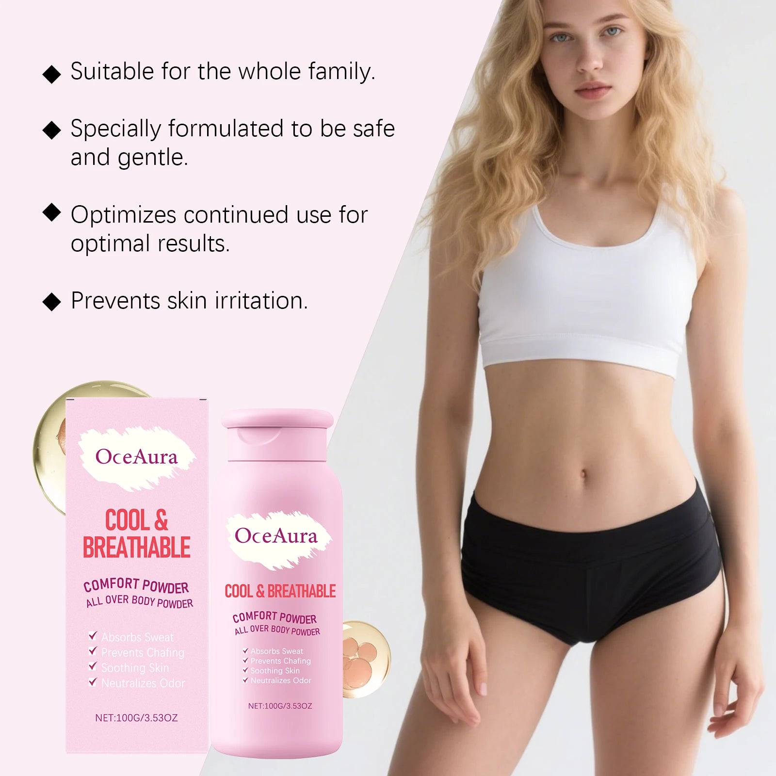 Cooling Sweat-Absorbent Full Body Comfort Powder for Daily Skin Freshness - 13