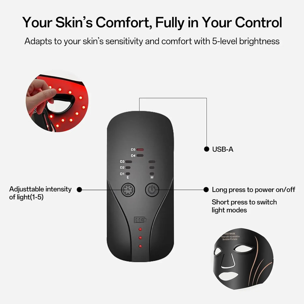 7-Color LED Photon Face and Neck Mask for Skin Rejuvenation and Lifting