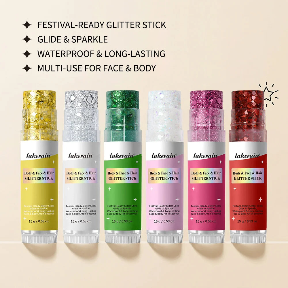 Shimmer Glitter Balm Stick for Face, Hair and Body Makeup