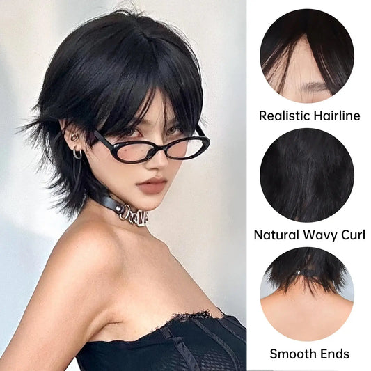 Short Layered Pixie Cut Wig with Bangs
