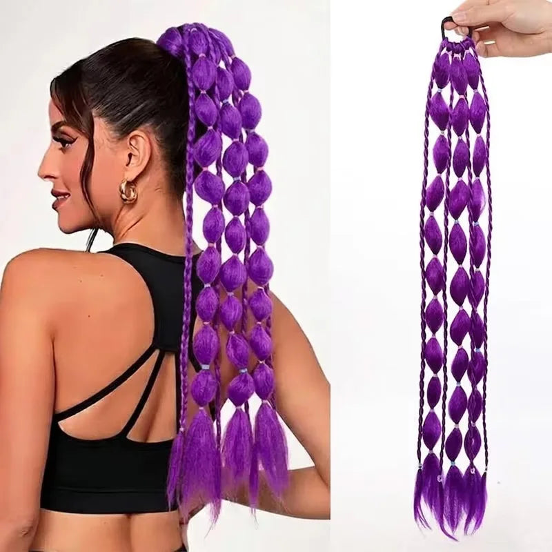 Ombre Bubble Braid Ponytail Extension for Girls - 9