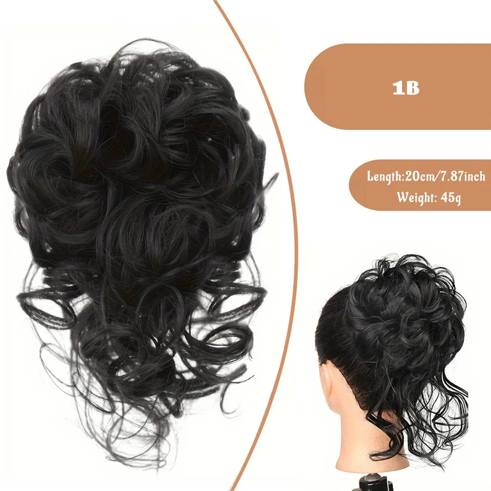 Messy Curly Hair Bun Scrunchie for Easy Updos - 50