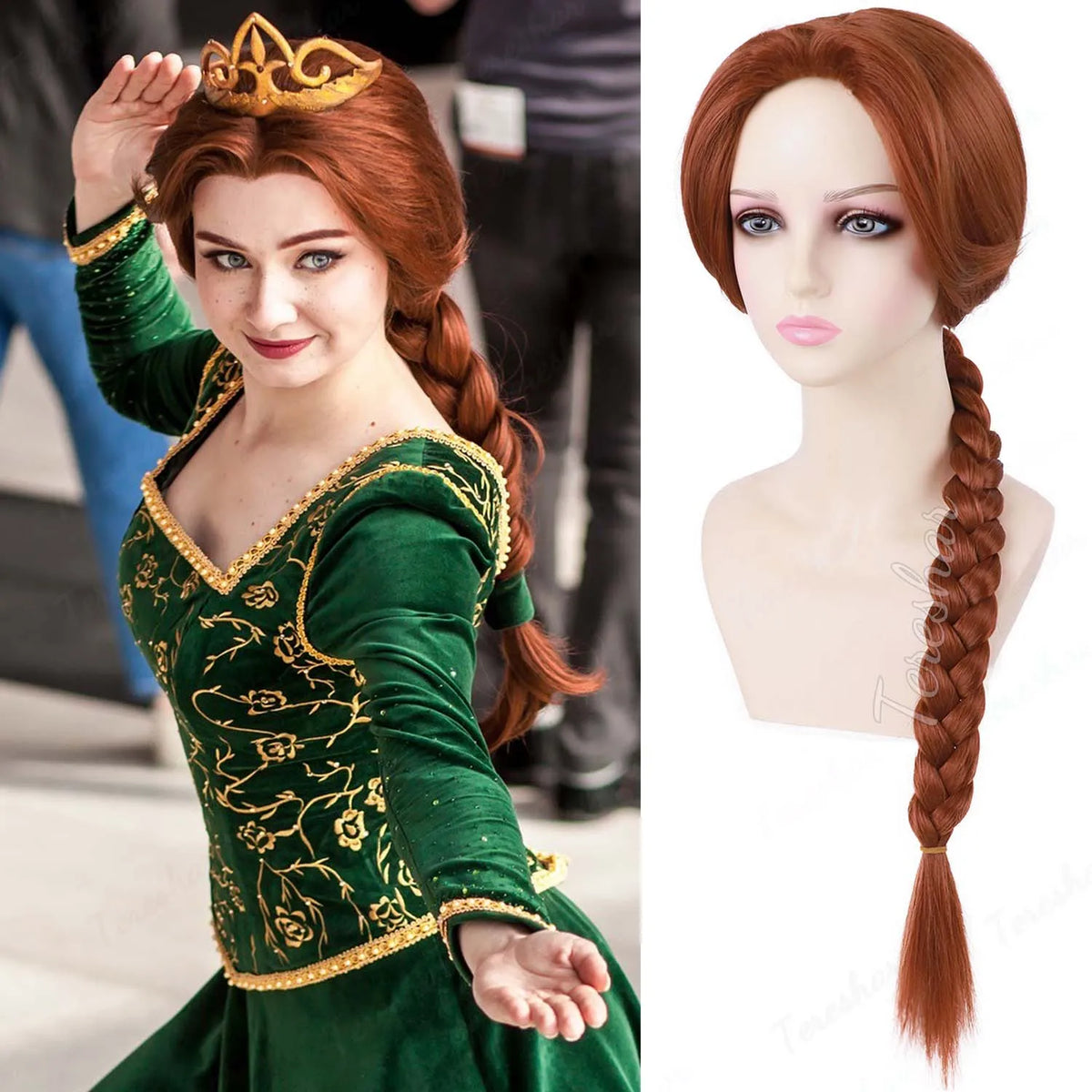 Long Braided Reddish Brown Wig for Cosplay and Halloween Costumes