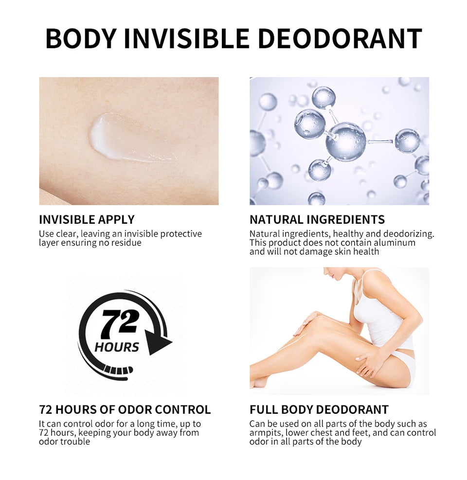 Long-Lasting Invisible Body Deodorant Cream for All-Day Freshness