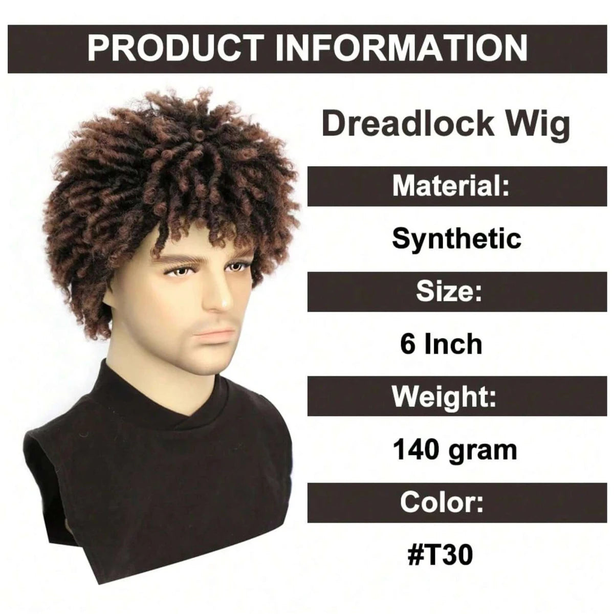 Short Braided Afro Dreadlock Wig for Men