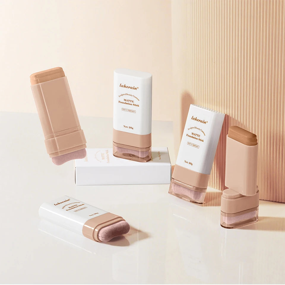 Matte Foundation Stick with Built-in Brush for Flawless Coverage