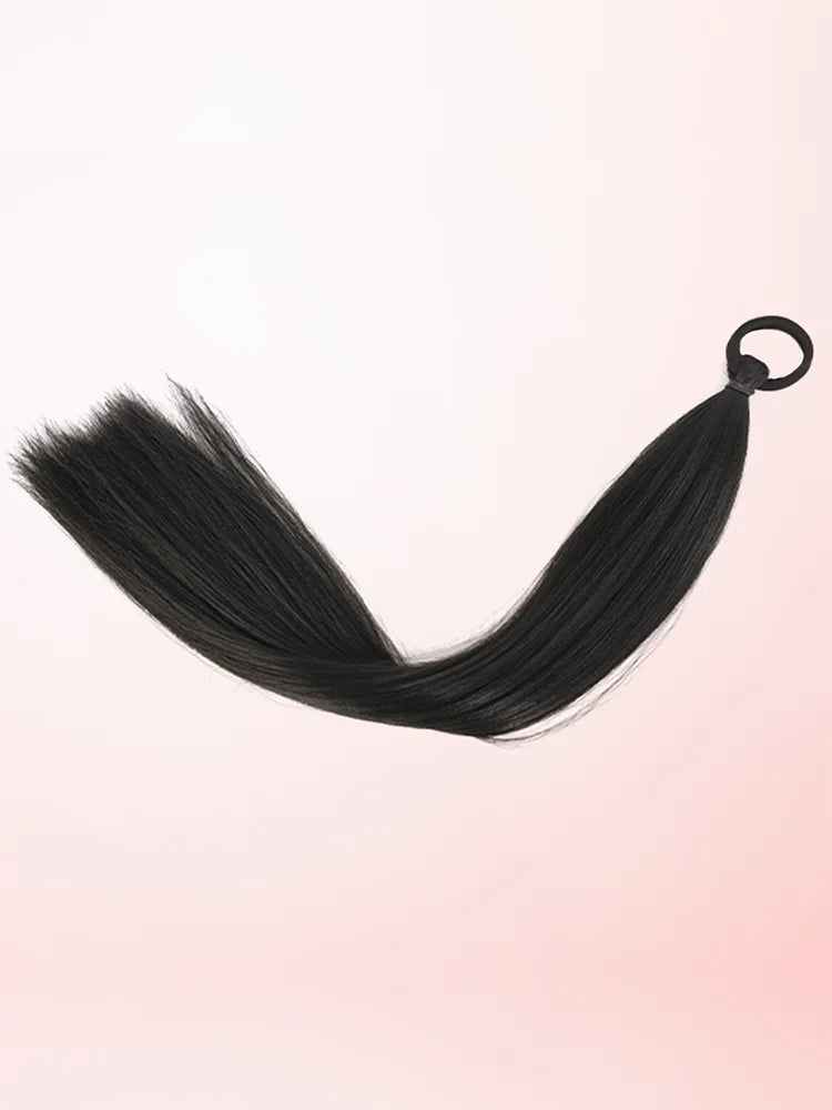 Synthetic Straight Black Ponytail Extensions for Instant Volume - 7
