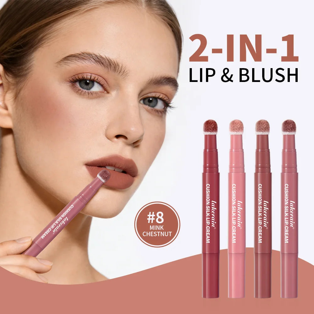 2-in-1 Air Cushion Lip Cream and Blush for Long-Lasting Matte Makeup