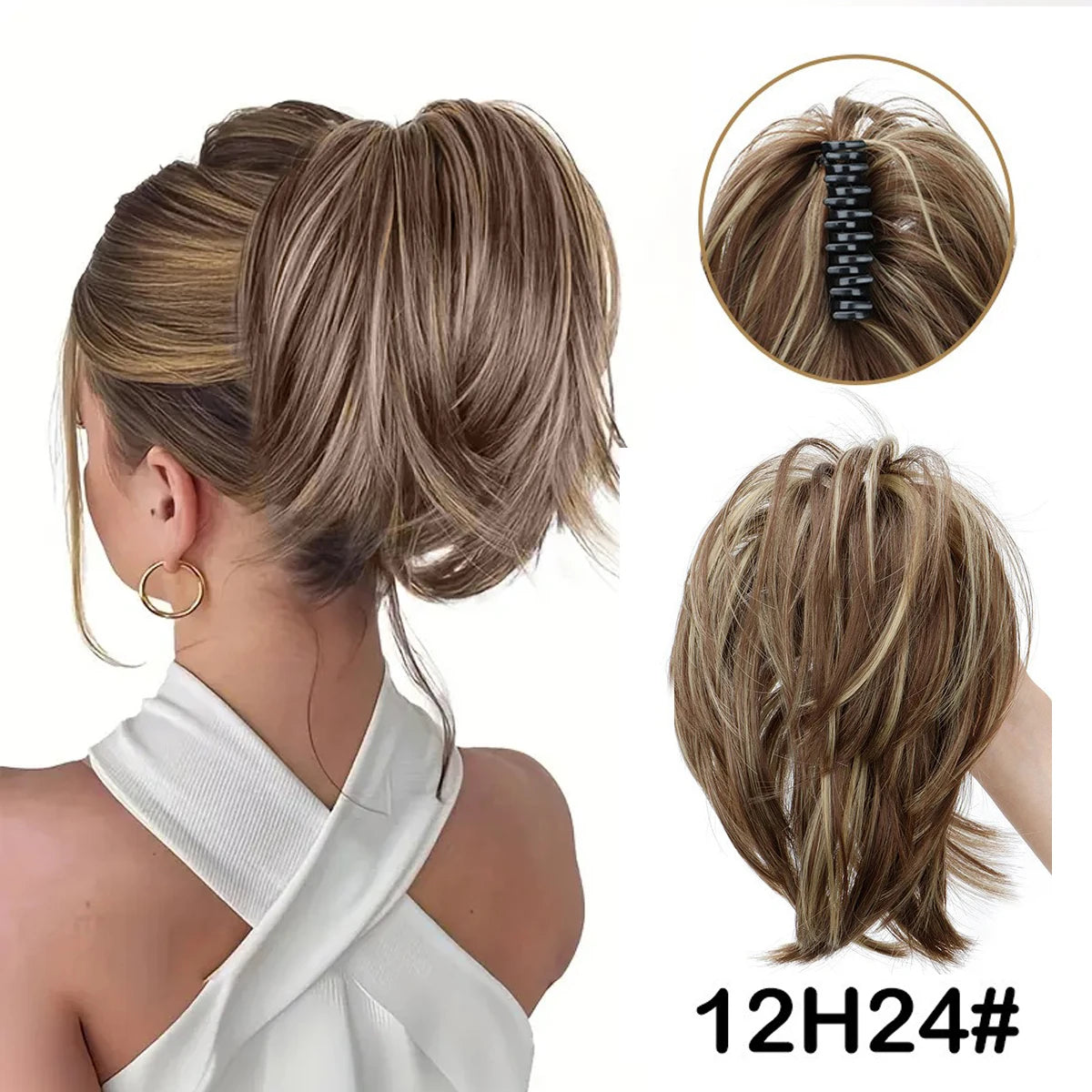 Synthetic Claw Clip Ponytail Extension for Effortless Messy Hair Buns - 11