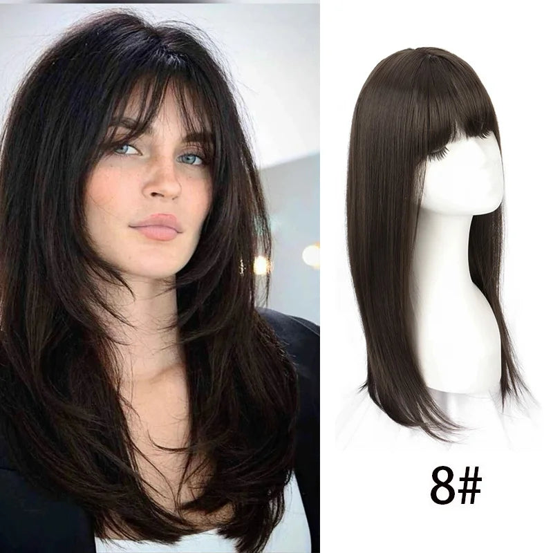 50cm Long Straight Synthetic Wig with Bangs