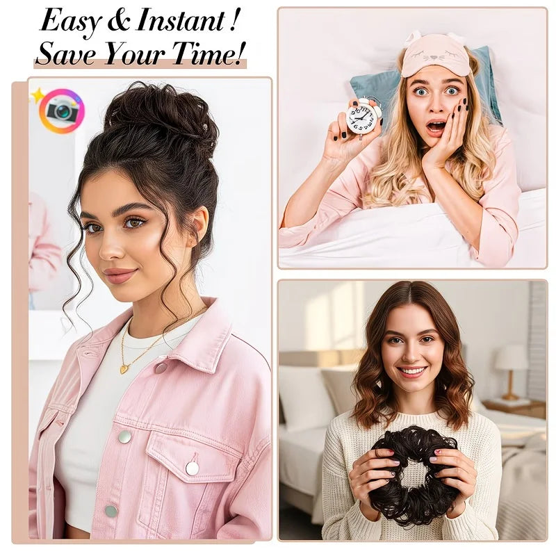 Messy Curly Hair Bun Extension for Instant Voluminous Updo Hairstyles - 4
