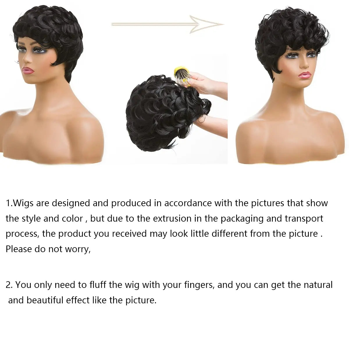 Short Curly Pixie Cut Wig for Daily Wear - 3