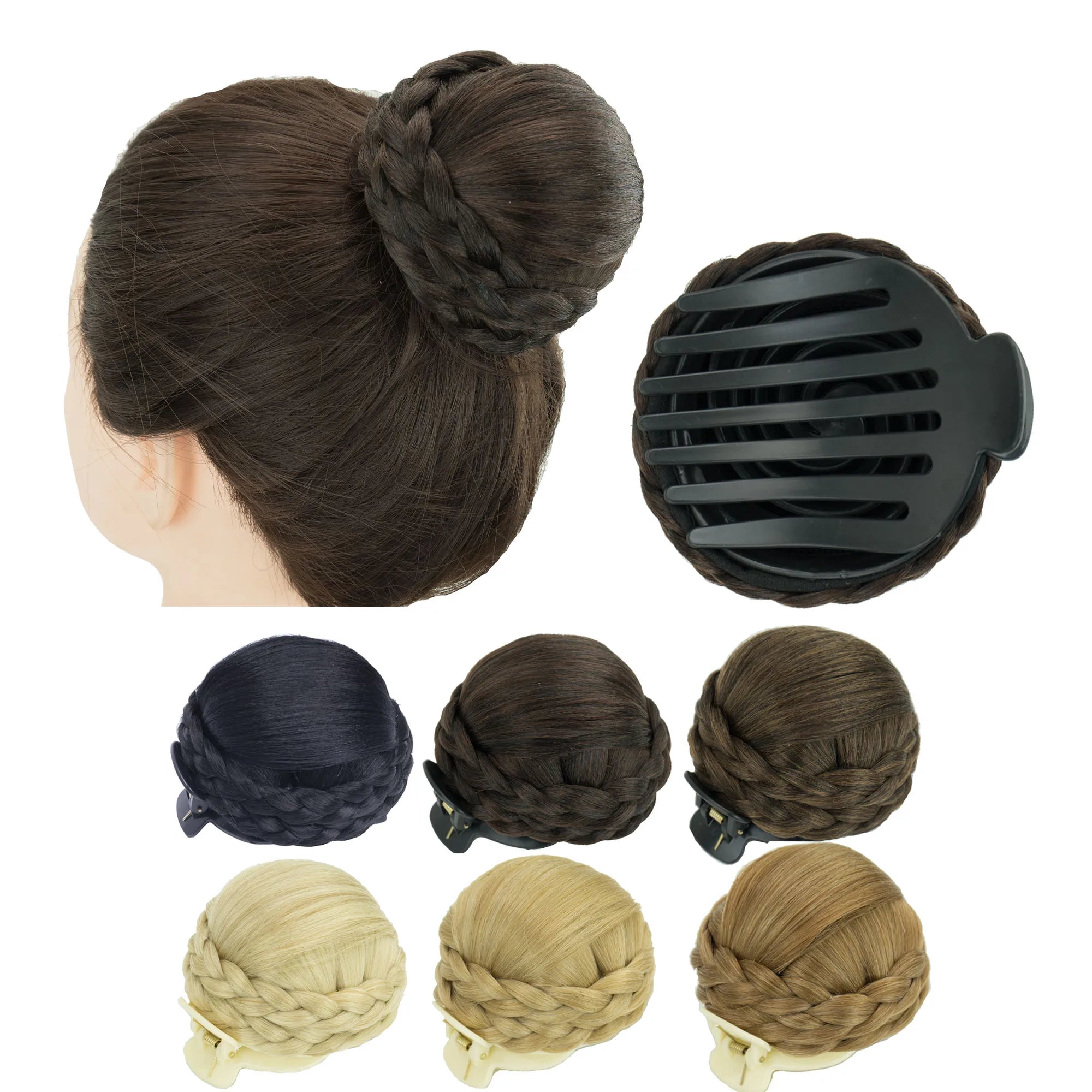 Braided Chignon Claw Clip Hair Bun Updo - 5