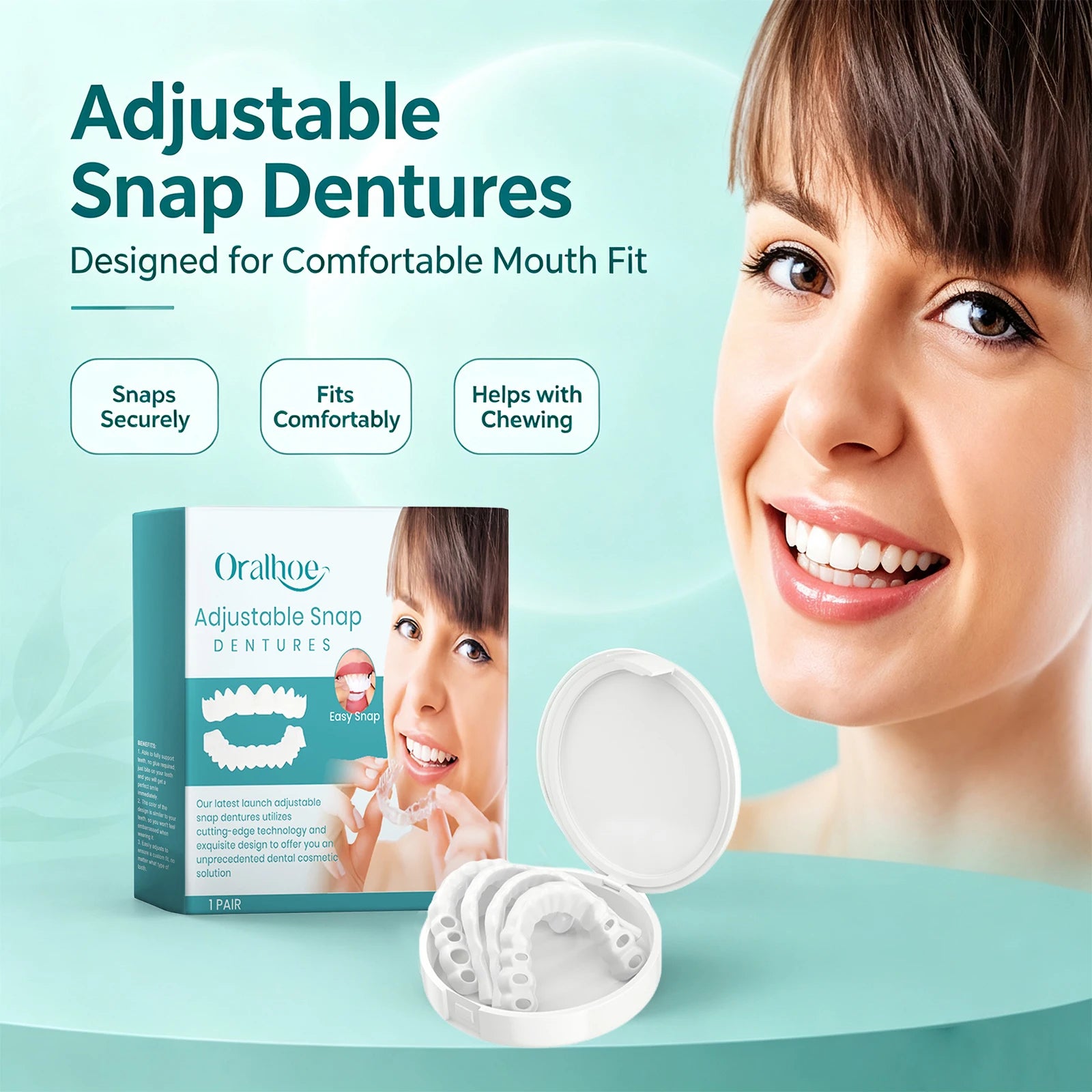Adjustable Snap-On Dentures for Missing Teeth and Smile Repair - 5