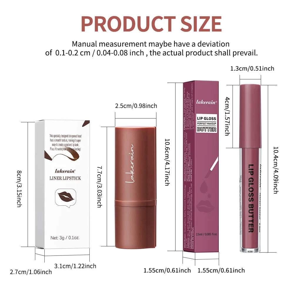 Hydrating 3D Lip Liner and Gloss Makeup Set for Perfect Defined Lips - 7