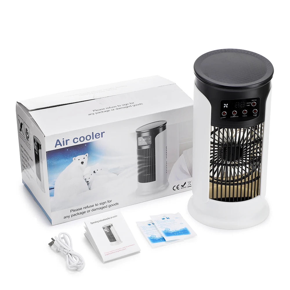 Portable Desktop Air Cooling Fan with Misting and LED Light