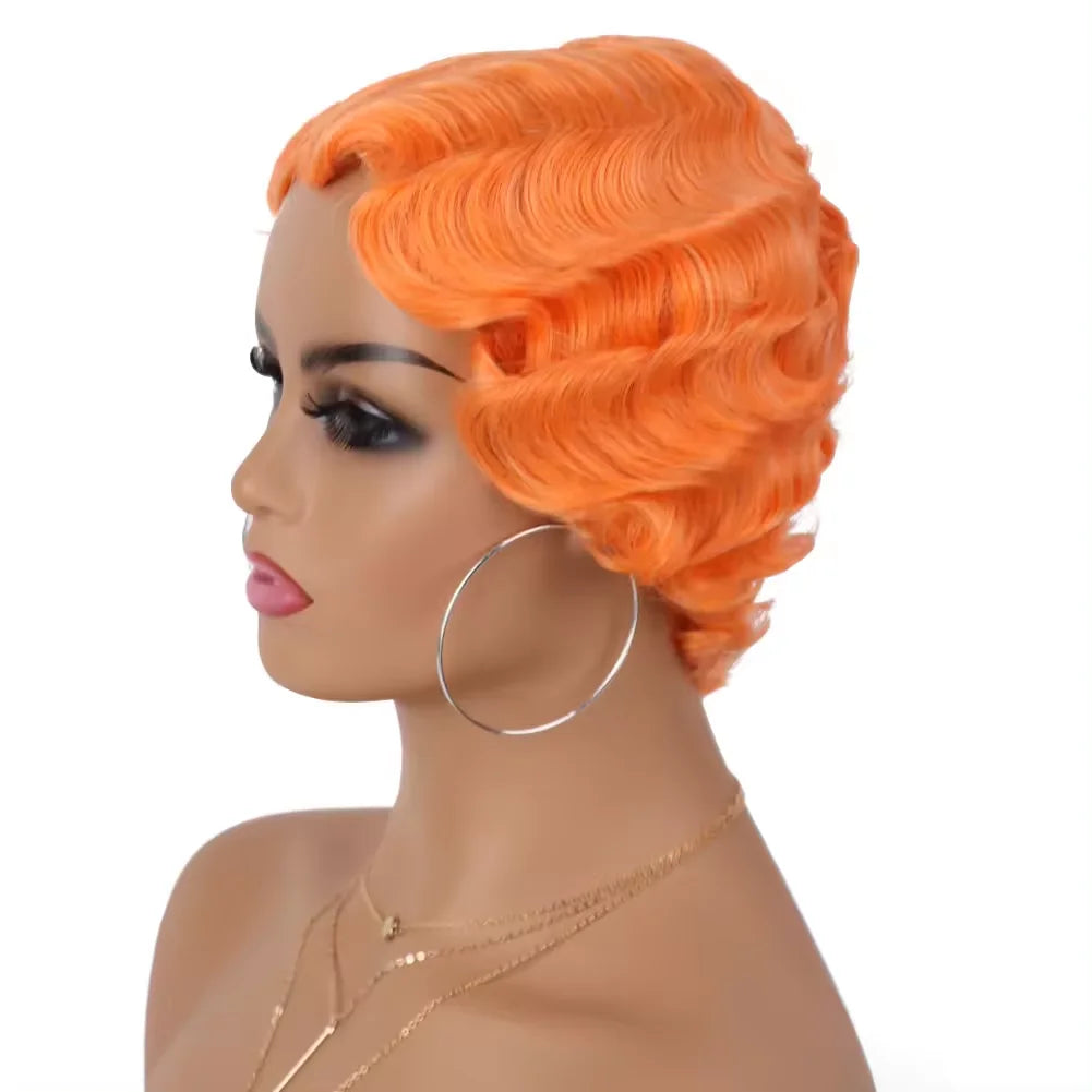 Short Finger Wave Curly Wig for Women Retro 1920s Style Party Hair - 9