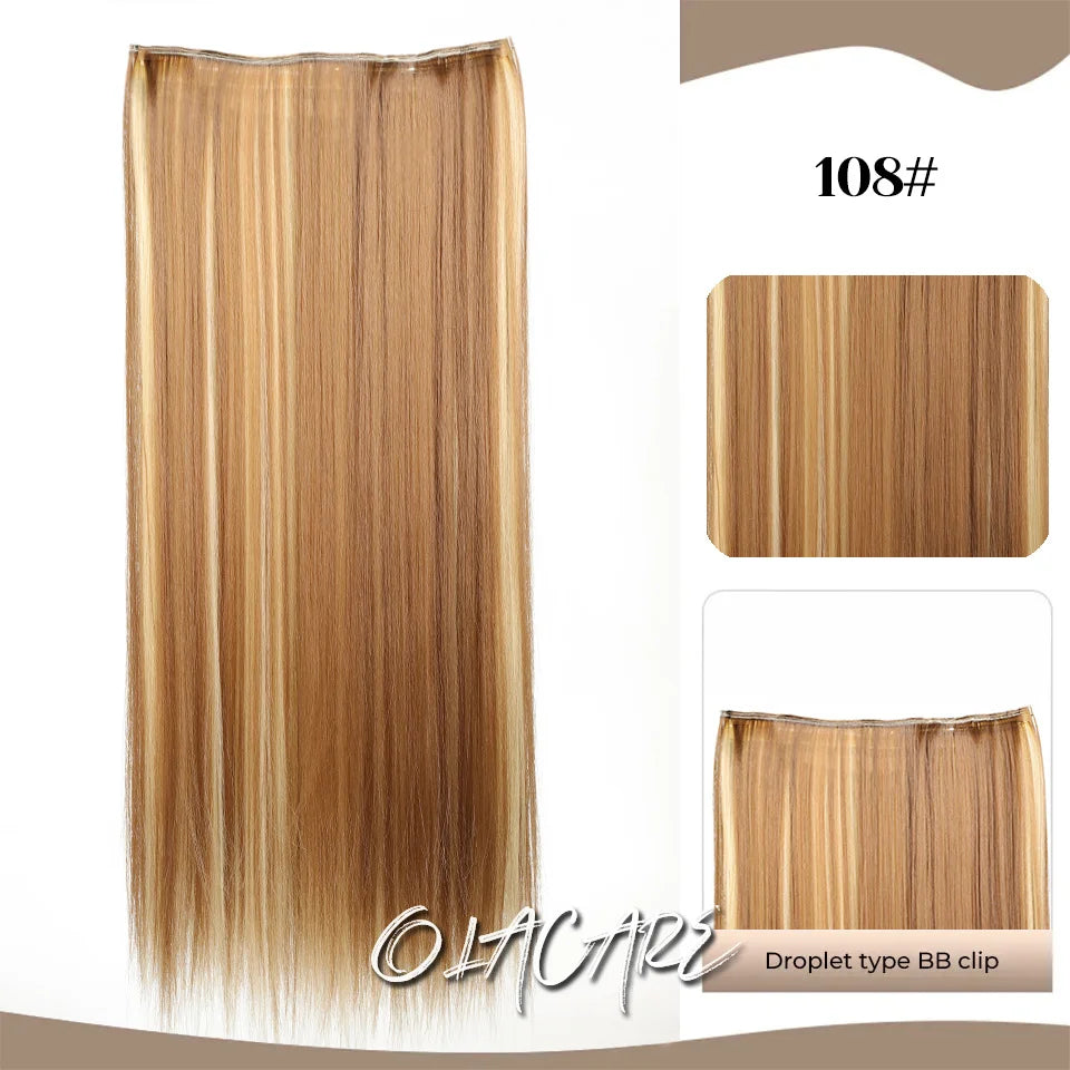 24-Inch Long Straight Clip-In Hair Extensions for Women - 50