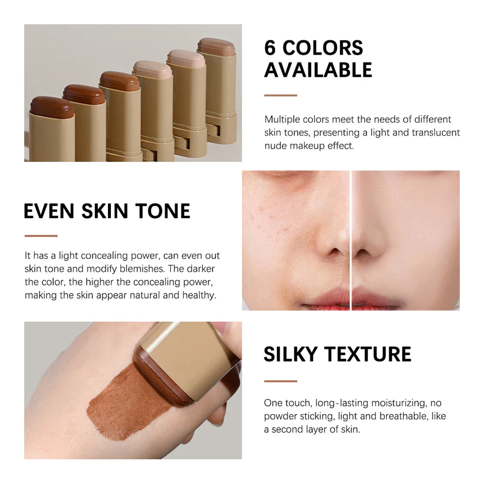 Serum Boosted Skin Tint Foundation Stick with Puff for Natural Makeup