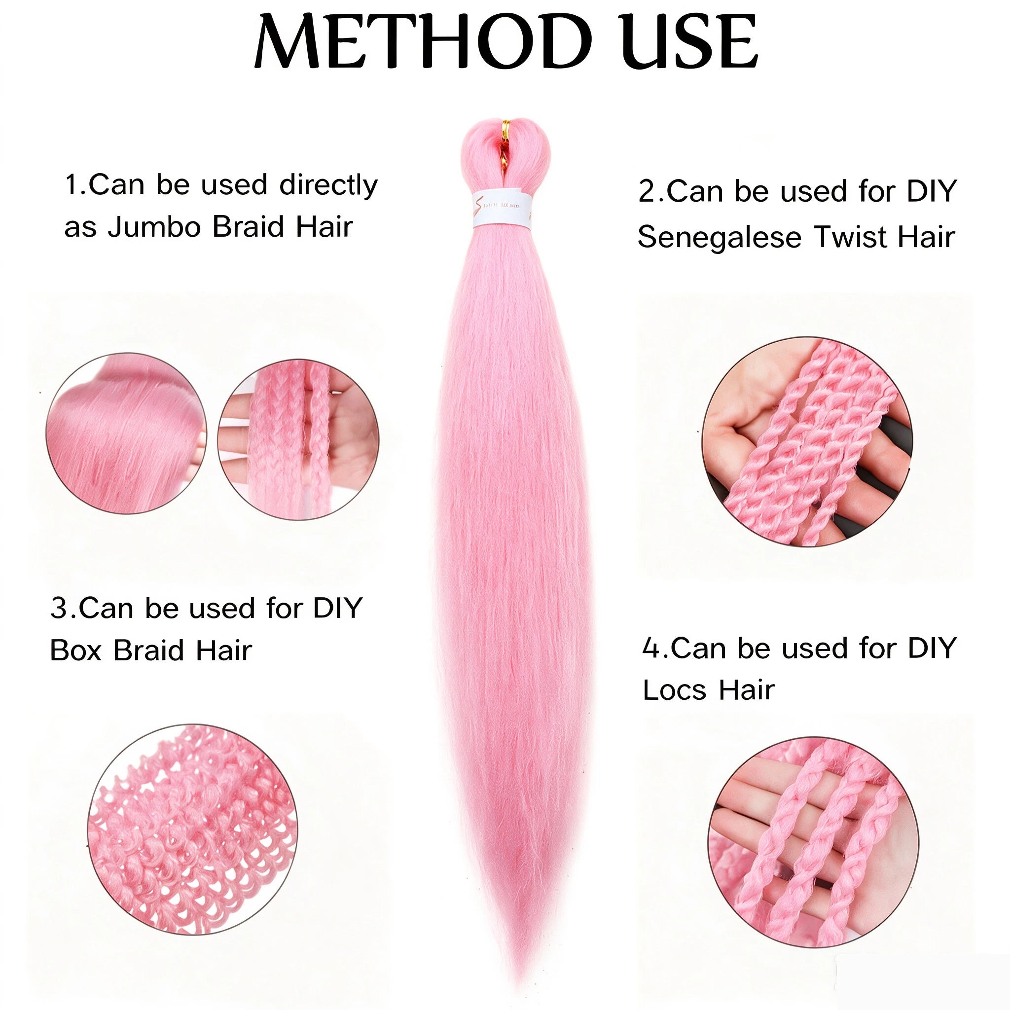 20-Inch Pre-Stretched Yaki Synthetic Braiding Hair Extensions - 4