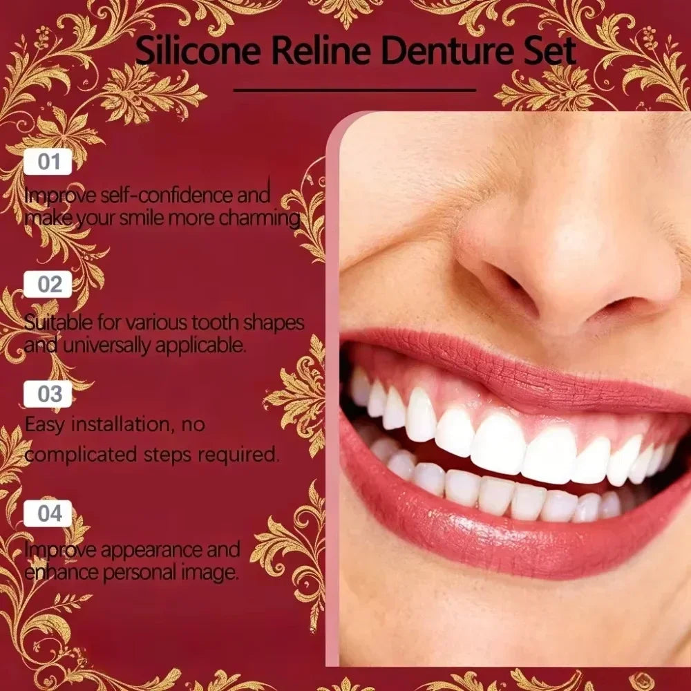 Comfortable Silicone Denture Set with Storage and Cleaning Kit