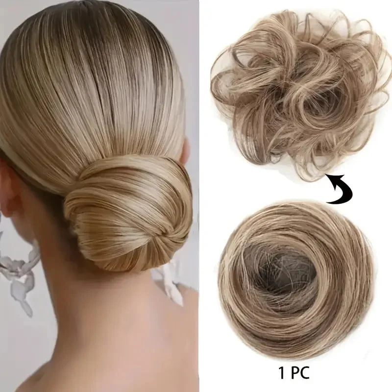 Messy Synthetic Hair Bun Scrunchie for Instant Volume - 5