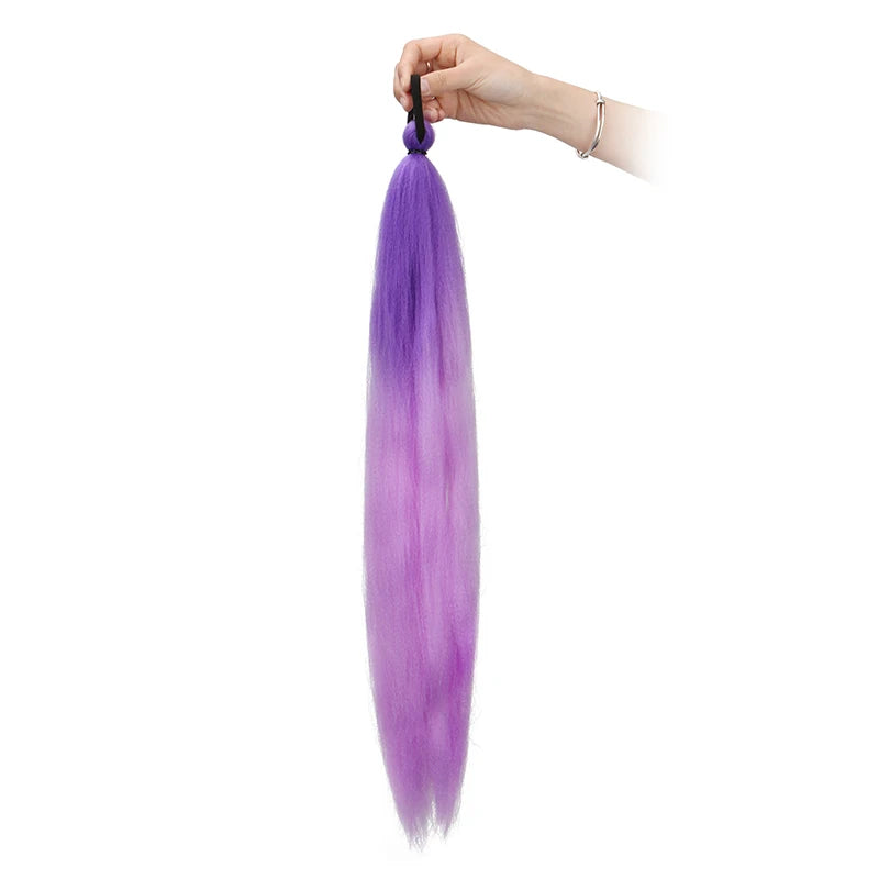 24-Inch Long Colored Braided Ponytail Hair Extension