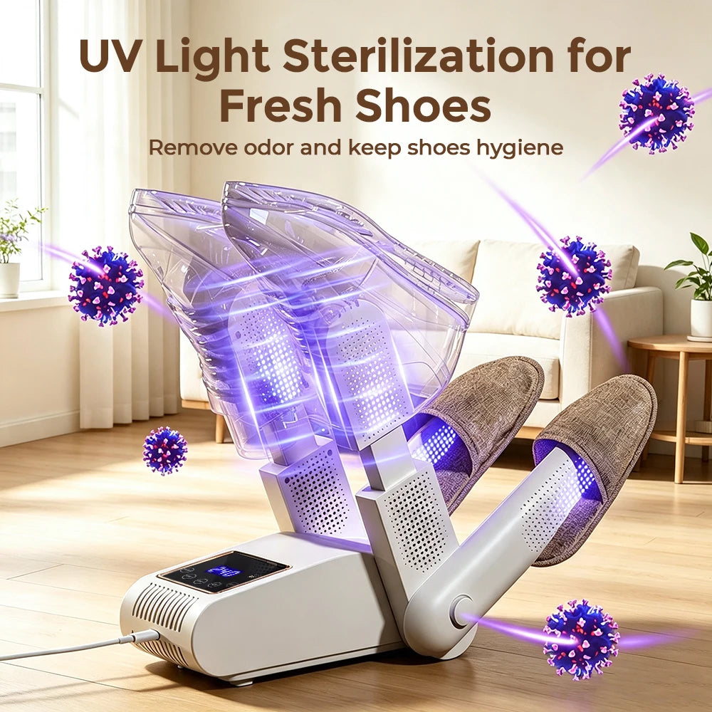 Foldable 4-Tube Electric Shoe and Boot Dryer with UV Sterilization - 3