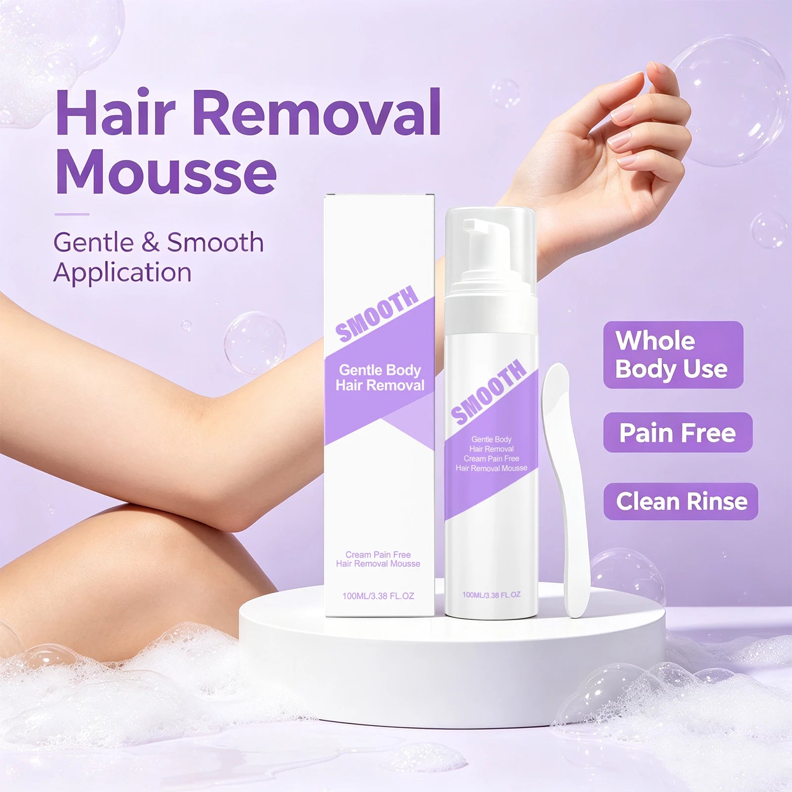 Painless Hair Removal Mousse Foam for Smooth Skin on Arms Legs and Body - 5