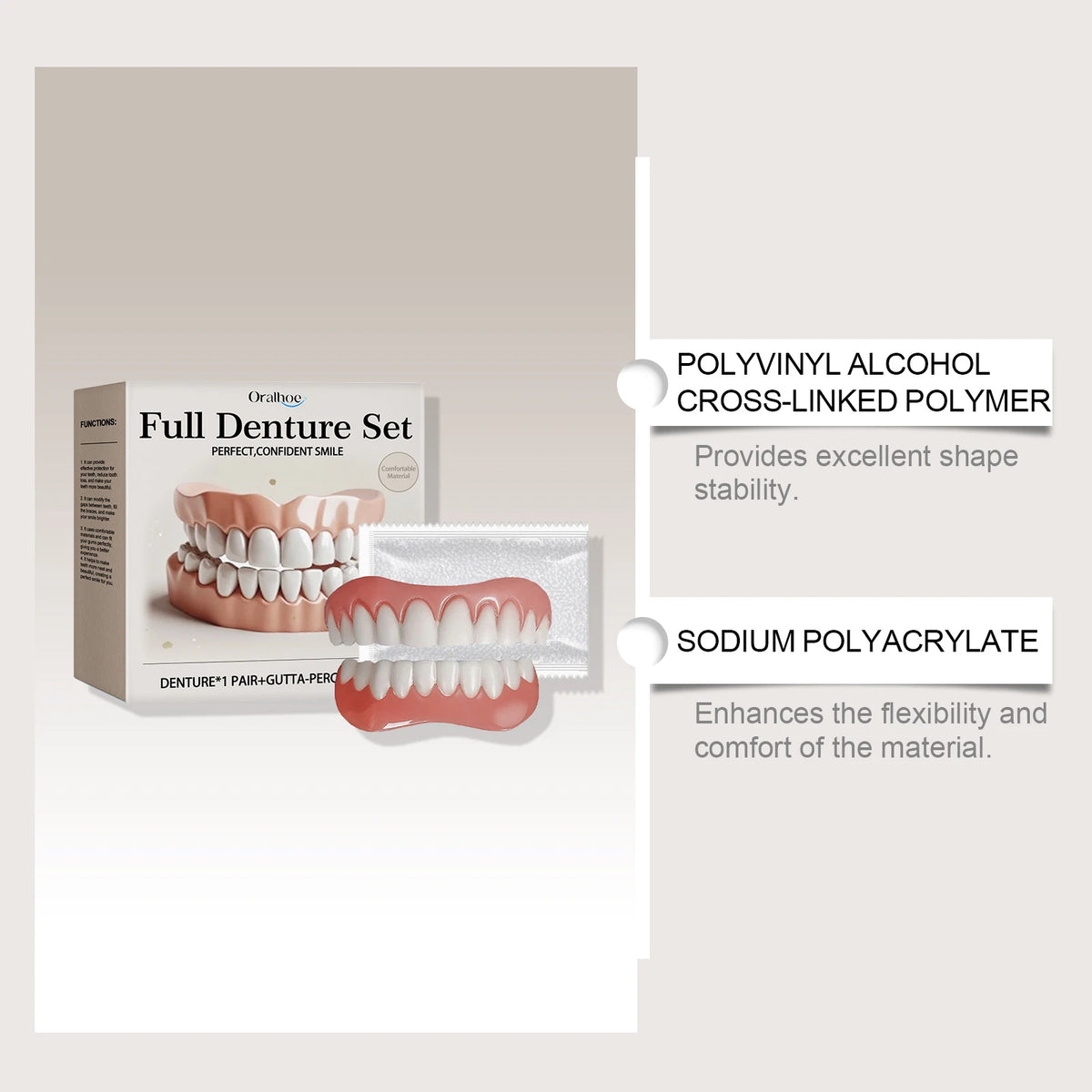 Temporary Silicone Denture Set for Instant Teeth Repair and Smile Makeover