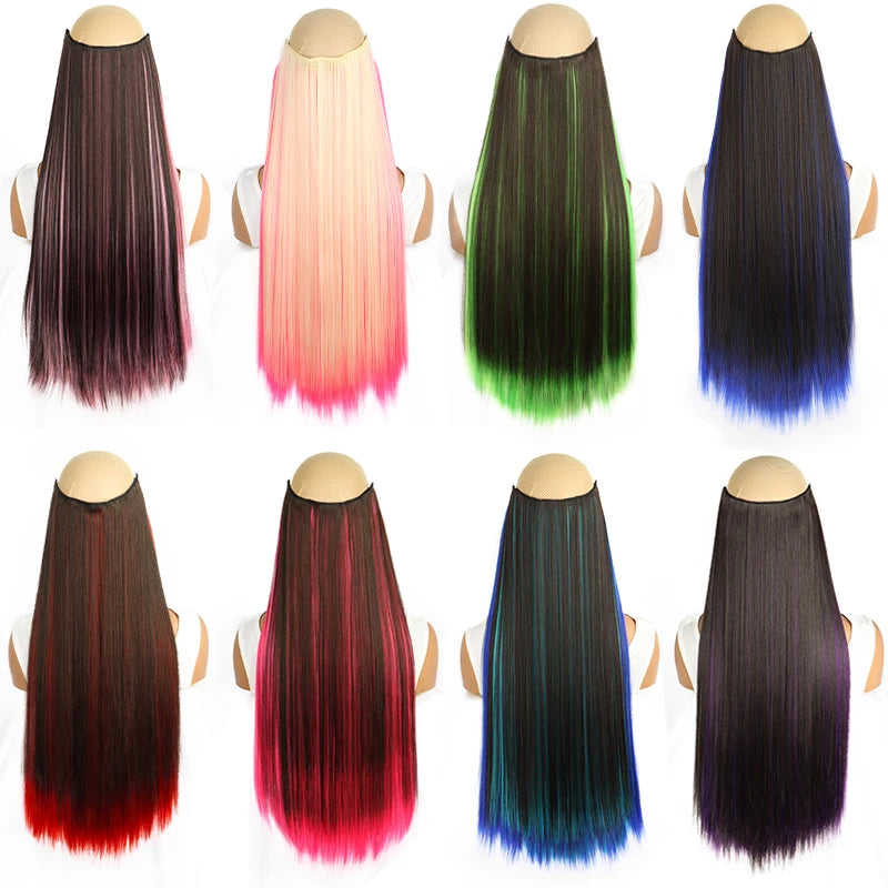 Long Straight One Piece Clip In Hair Extensions for Women - 3