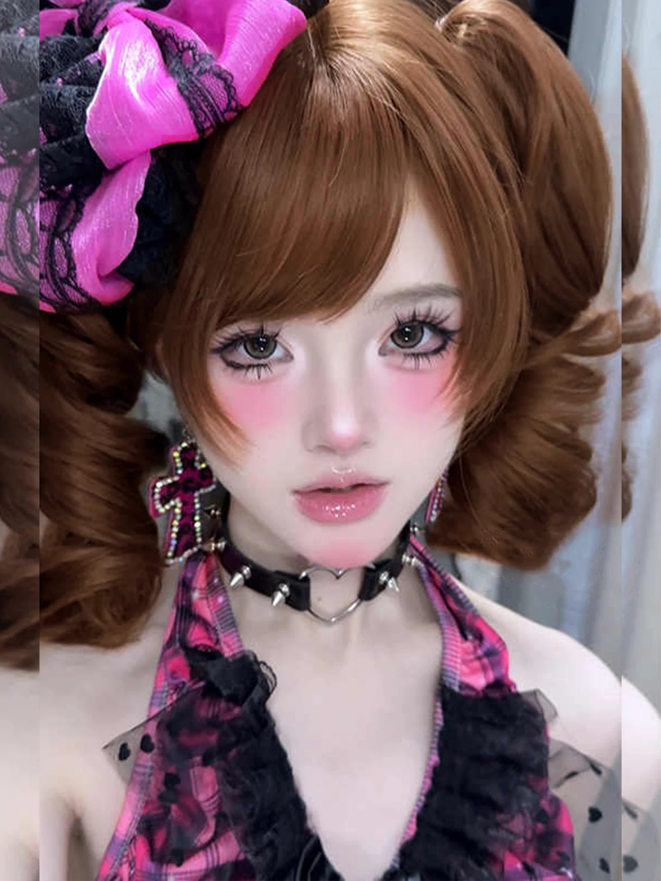 Wavy Brown Cosplay Wig with Curly Pigtails for Costume Parties - 13