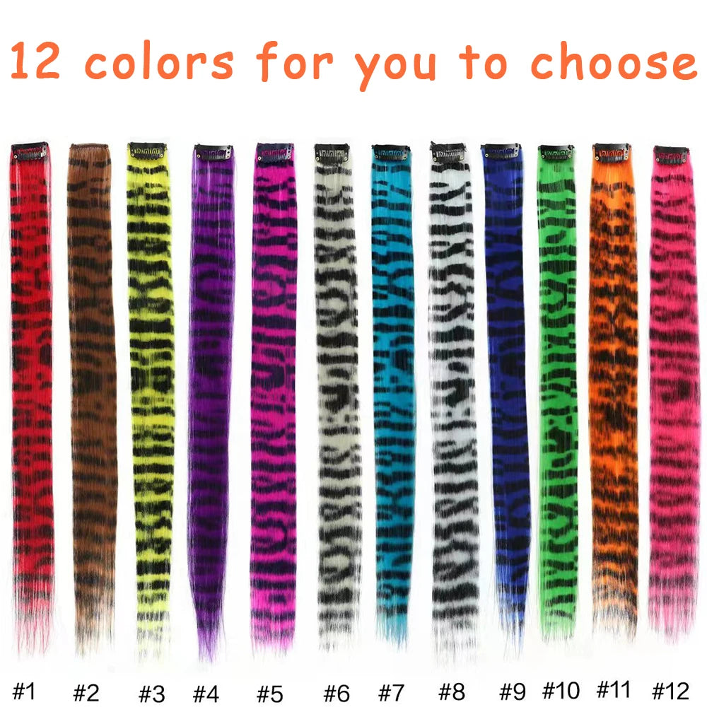 Stripe Printed Clip-in Hair Extensions for Parties - 5