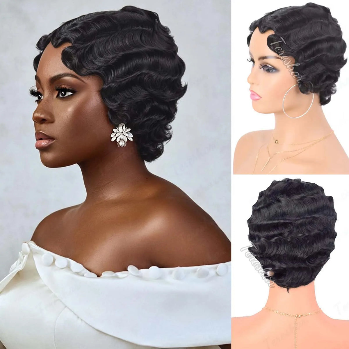 Short Finger Wave Pixie Cut Wig for Women Stylish Daily Cosplay Hair