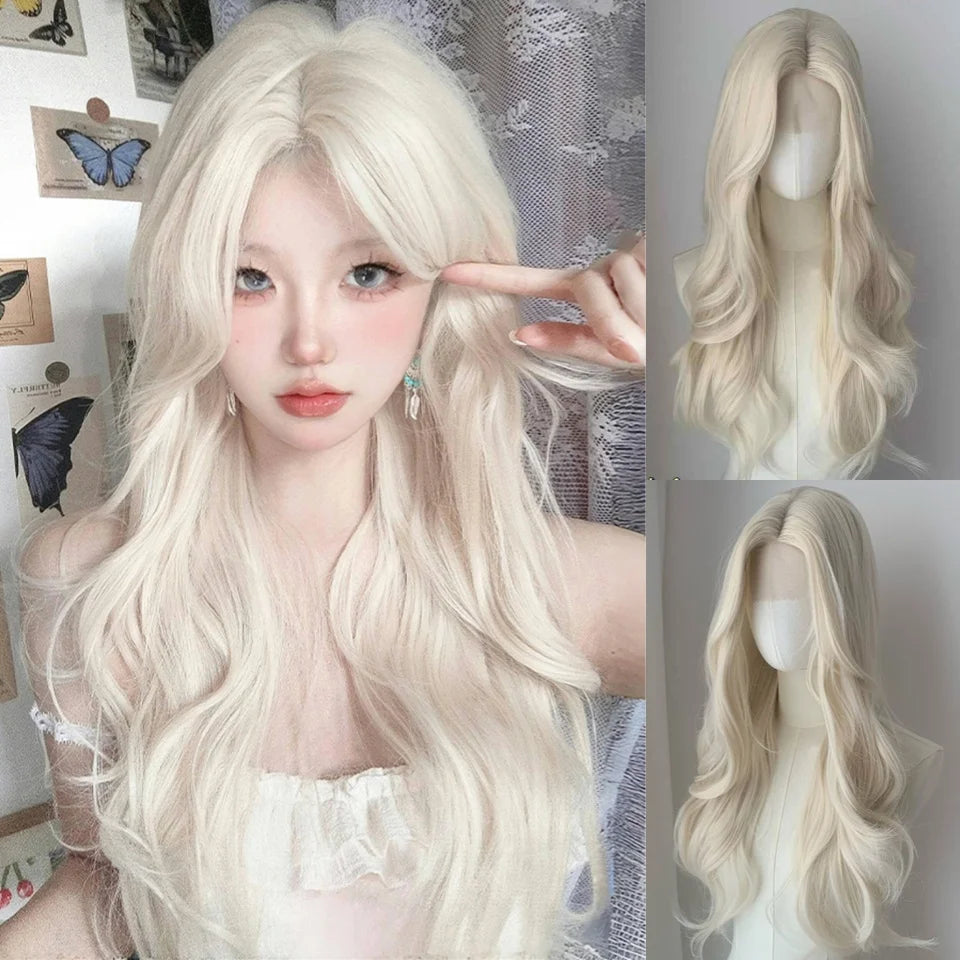 Wavy Brown Cosplay Wig with Curly Pigtails for Costume Parties - 57