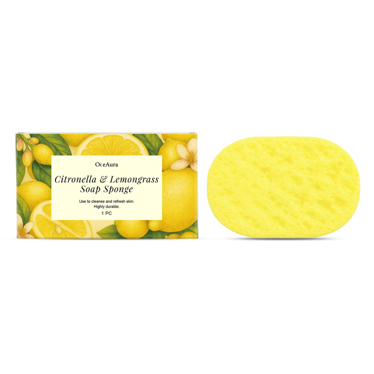 Exfoliating Lemongrass Bath Sponge for Daily Body Cleansing and Skin Care