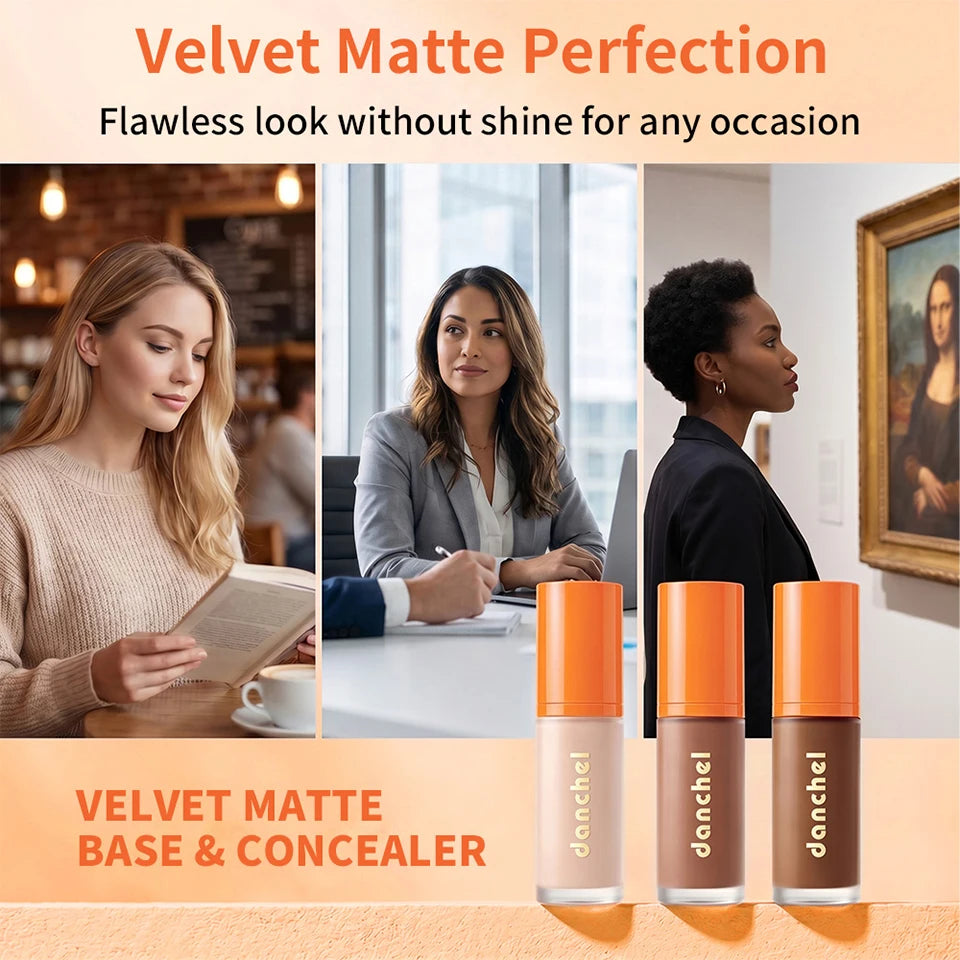 2-in-1 Liquid Foundation and Concealer for Flawless Velvet Matte Finish
