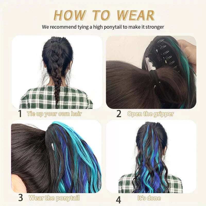 18 Inch Colorful Curly Claw Clip Ponytail Hair Extension - 5
