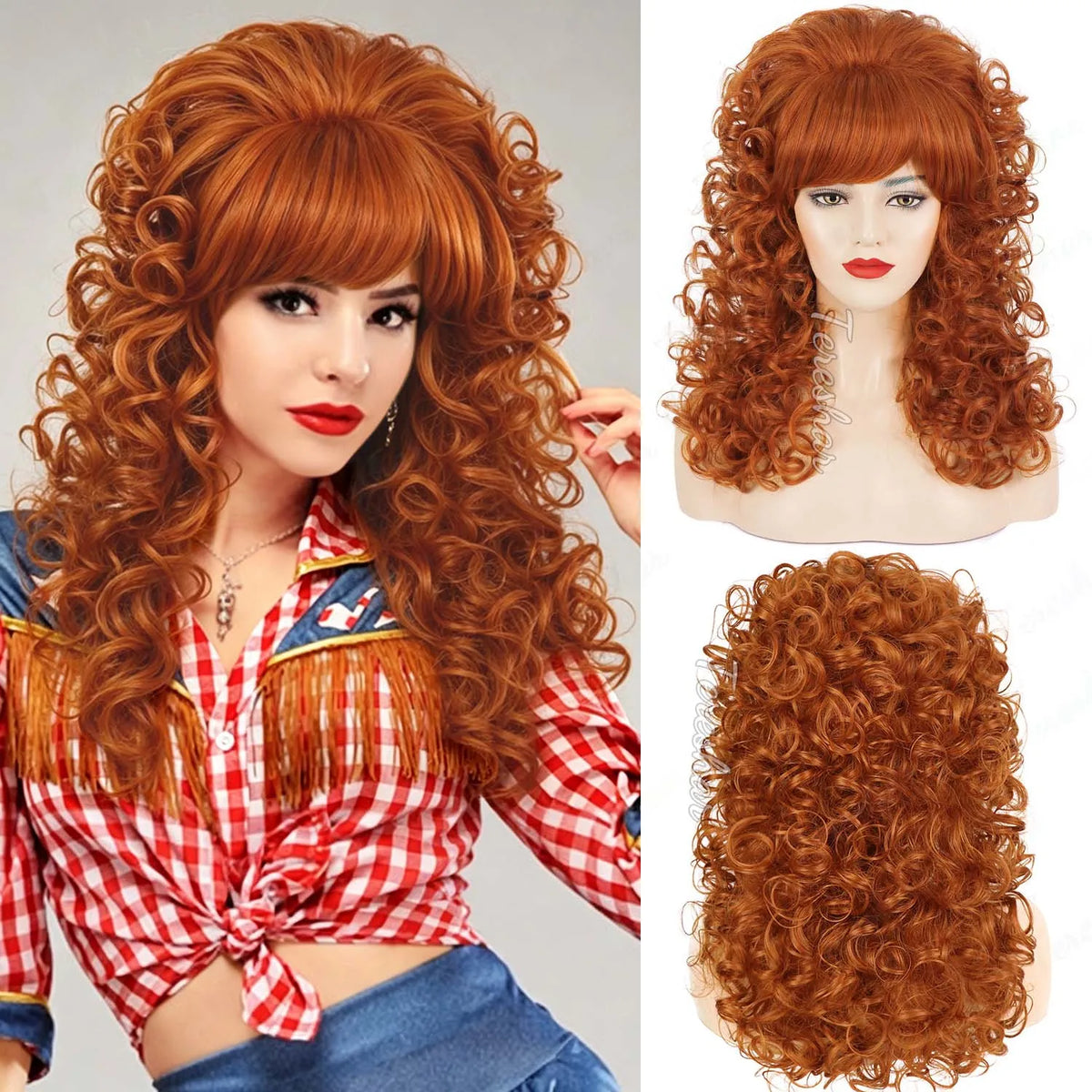 Retro 60s and 70s Voluminous Curly Beehive Costume Wig for Women