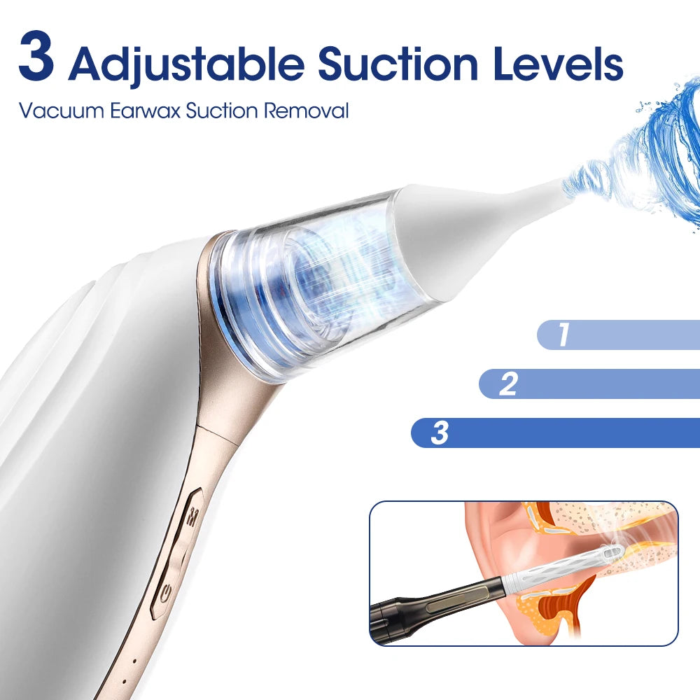 Electric Intelligent Earwax Vacuum Removal and Ear Cleaning Kit - 8