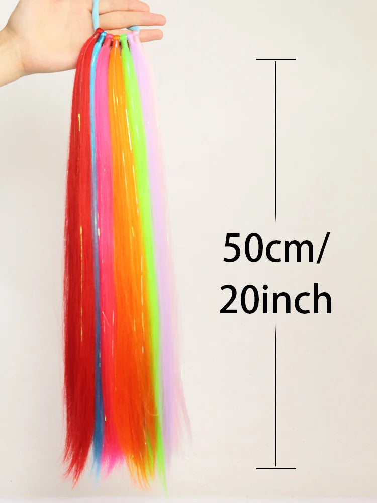 Colorful Rainbow Straight Ponytail Extension for Parties - 11