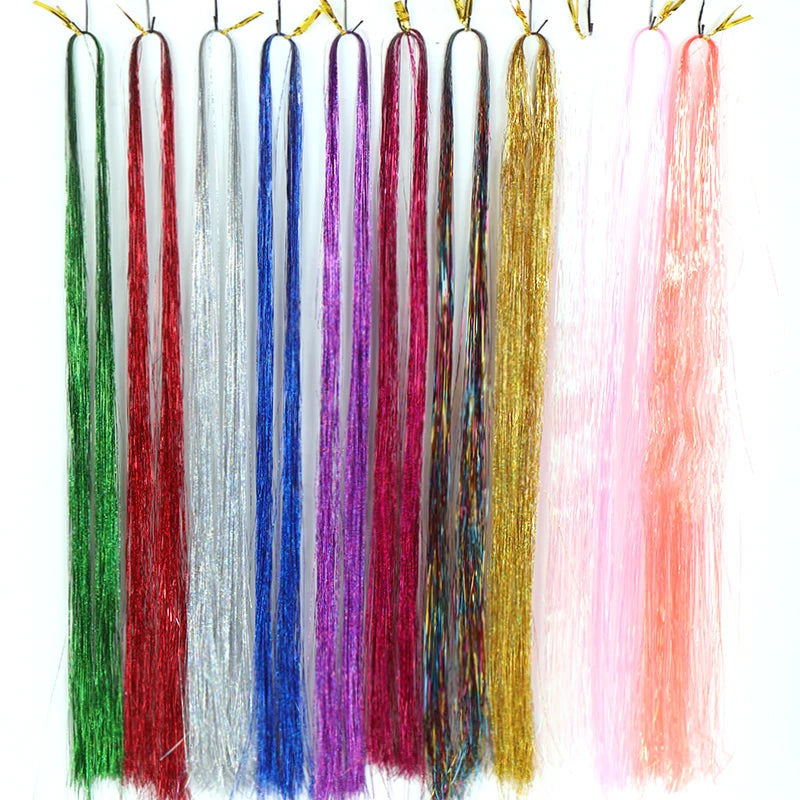 Colorful Fairy Tinsel Hair Extensions for Sparkly Party Hairstyles