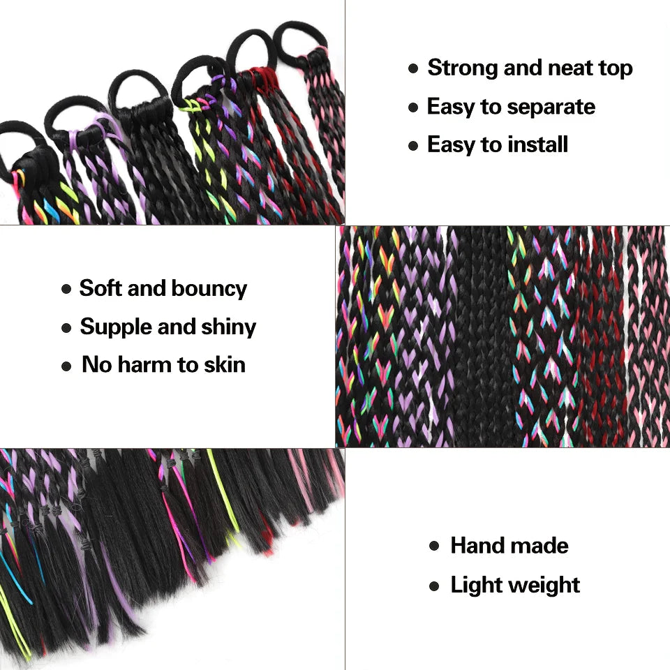 Colorful Synthetic Braided Ponytail Extension for Parties and Events - 4