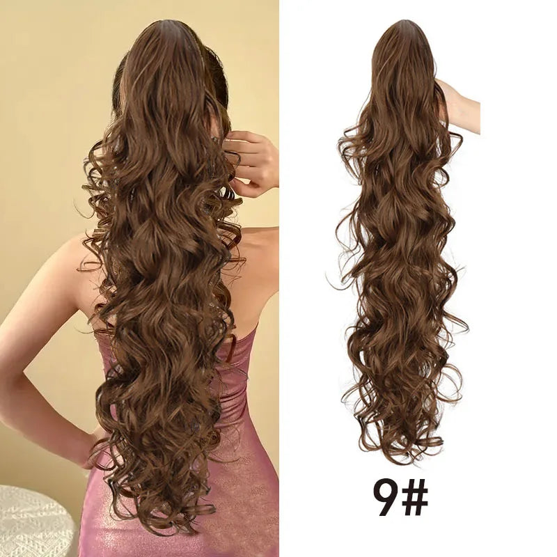Long Curly Wavy Claw Clip Ponytail Hair Extension for Instant Volume - 13
