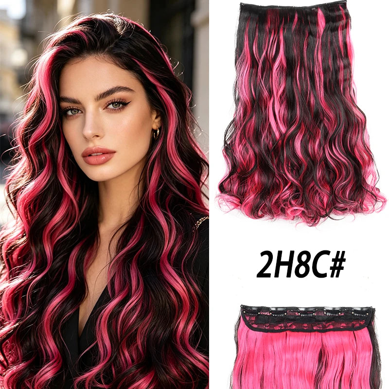 18-Inch Curly Clip-In Hair Extensions with Highlights