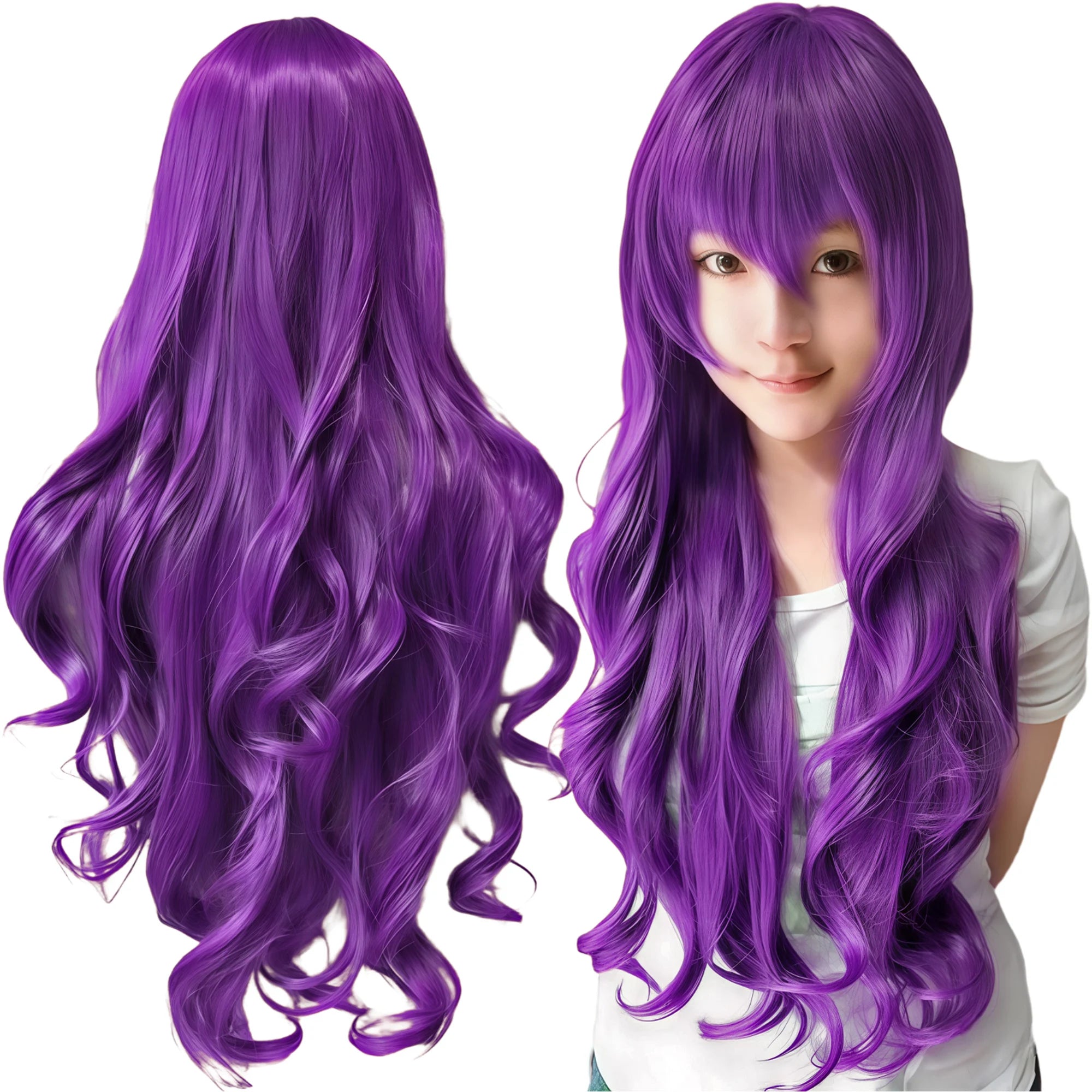 Long Wavy Brown Synthetic Wig for Cosplay and Halloween Costumes - 36