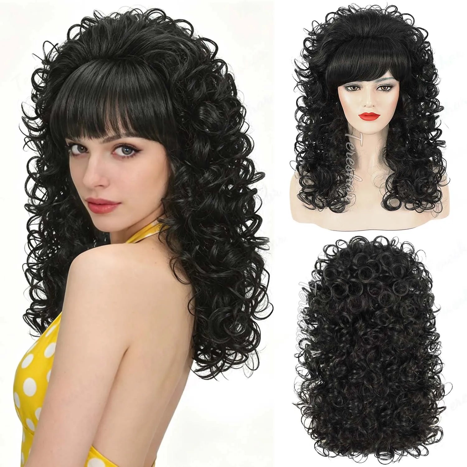 Voluminous Retro Curly Wig for 80s Parties and Vintage Cosplay - 15