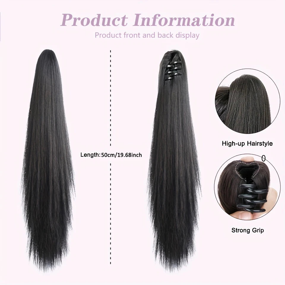 Long Straight Claw Clip Ponytail Extension for Instant Voluminous Hair