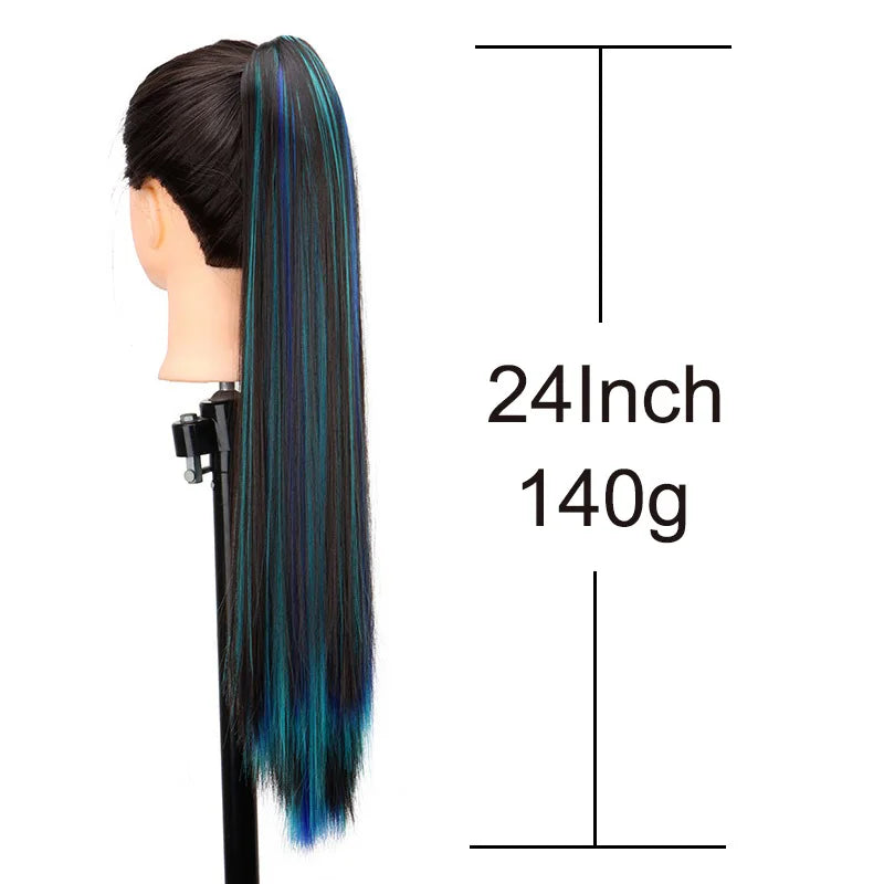 24-Inch Highlighted Claw Clip Ponytail Extension - 2