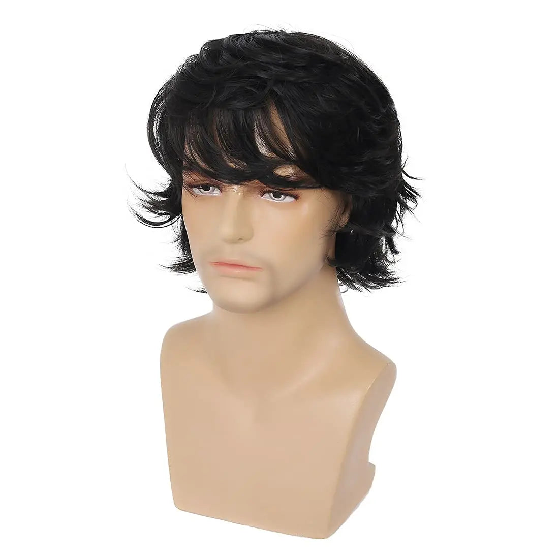 Short Layered Natural Curly Wig for Men